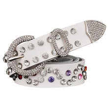 Load image into Gallery viewer, Rhinestone Stud Leather Bling Belt - SexyBling