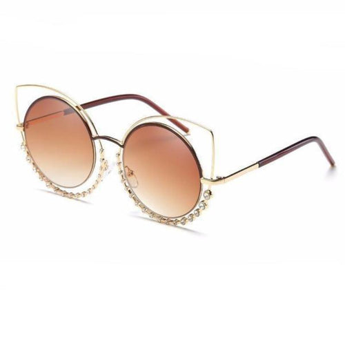 Sexy Cat Eye Sunglasses With Rhinestones For Women - SexyBling