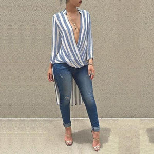 Sexy Deep Plunging Neckline Blouse With Tail - SexyBling