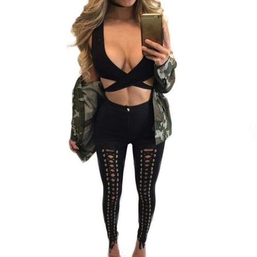 Sexy Front Lace up Pants - SexyBling