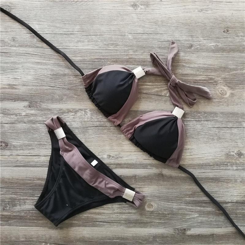 Sexy Halter Minimal Coverage Bikini - SexyBling