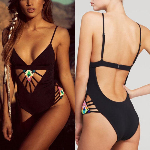 Sexy High Cut Out Bandage Bikini - SexyBling