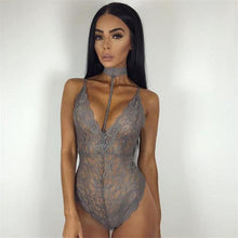 Load image into Gallery viewer, Sexy Lace Choker Plunge Bodysuit - SexyBling