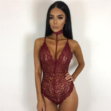 Load image into Gallery viewer, Sexy Lace Choker Plunge Bodysuit - SexyBling