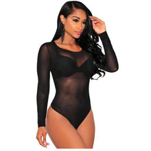 Load image into Gallery viewer, Sexy Long Sleeve Mesh Bodysuits - SexyBling