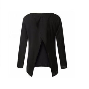 Sexy Long Sleeve Open Back Blouse - SexyBling