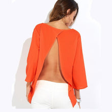 Load image into Gallery viewer, Sexy Long Sleeve Open Back Blouse - SexyBling