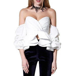 Sexy Ruffled Blouse Top - SexyBling