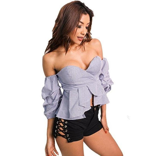 Sexy Ruffled Blouse Top - SexyBling