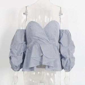 Sexy Ruffled Blouse Top - SexyBling