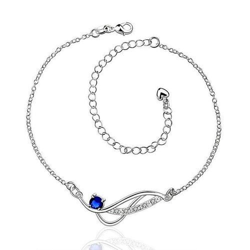 Sexy Silver Sapphire Anklet - SexyBling