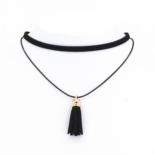 Sexy Torques Leather Tassel Choker Necklace - SexyBling