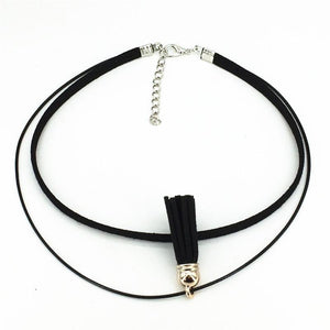 Sexy Torques Leather Tassel Choker Necklace - SexyBling