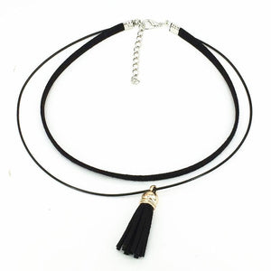 Sexy Torques Leather Tassel Choker Necklace - SexyBling