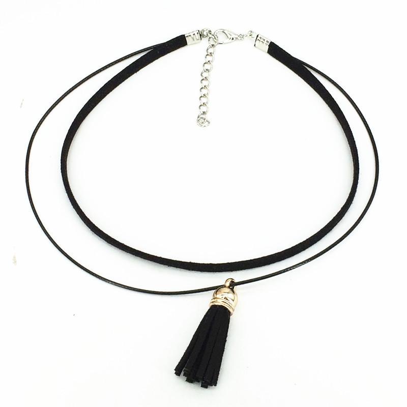 Sexy Torques Leather Tassel Choker Necklace - SexyBling
