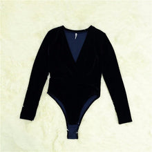 Load image into Gallery viewer, Sexy Velvet V Neck Bodysuit - SexyBling