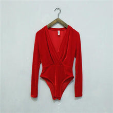 Load image into Gallery viewer, Sexy Velvet V Neck Bodysuit - SexyBling