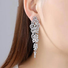 Load image into Gallery viewer, Silver Crystal Long Earrings for Women - SexyBling