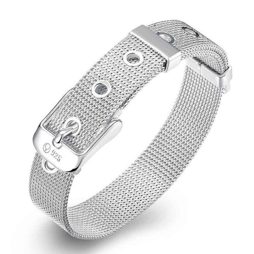 Silver Plated Belt Buckle Bracelet - SexyBling