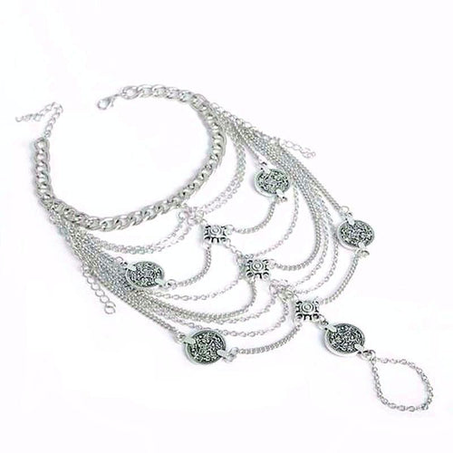 Silver Tassel Coin Anklet - SexyBling