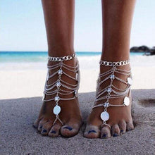 Load image into Gallery viewer, Silver Tassel Coin Anklet - SexyBling