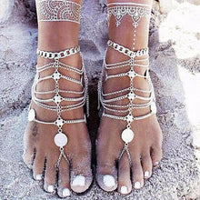 Load image into Gallery viewer, Silver Tassel Coin Anklet - SexyBling