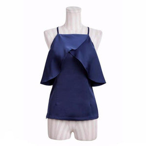 Sleeveless Ruffle Blouse With Halter Neck - SexyBling