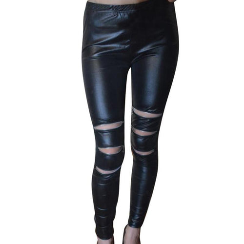 Slim Leather Leggings With Zips - SexyBling