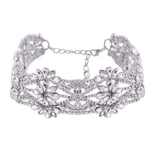 Load image into Gallery viewer, Sterling Silver Rhinestone Choker Necklace - SexyBling