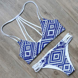 Strappy Halter Bikini With Cut Out Bikini Bottom - SexyBling