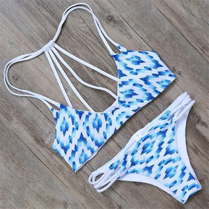 Strappy Halter Bikini With Cut Out Bikini Bottom - SexyBling