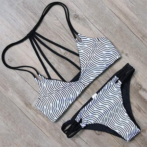 Strappy Halter Bikini With Cut Out Bikini Bottom - SexyBling