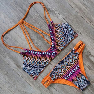 Strappy Halter Bikini With Cut Out Bikini Bottom - SexyBling