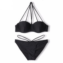 Load image into Gallery viewer, Strappy Halter Top Bikini With Underwire Support - SexyBling