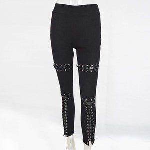 Stretchy Suede Lace Up Pants - SexyBling