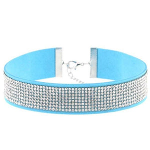 Stylish Leather Rhinestone Choker Necklace - SexyBling