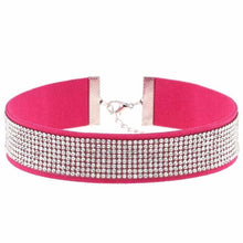 Load image into Gallery viewer, Stylish Leather Rhinestone Choker Necklace - SexyBling