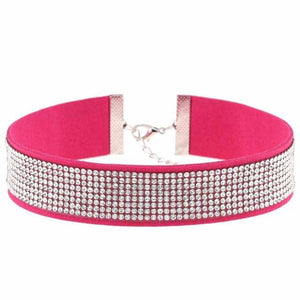 Stylish Leather Rhinestone Choker Necklace - SexyBling