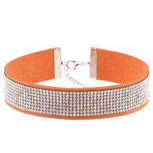 Load image into Gallery viewer, Stylish Leather Rhinestone Choker Necklace - SexyBling