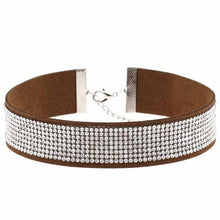 Load image into Gallery viewer, Stylish Leather Rhinestone Choker Necklace - SexyBling