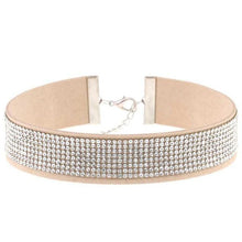 Load image into Gallery viewer, Stylish Leather Rhinestone Choker Necklace - SexyBling