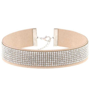 Stylish Leather Rhinestone Choker Necklace - SexyBling