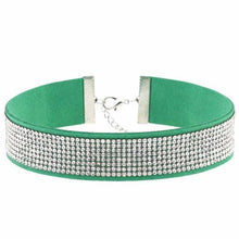 Load image into Gallery viewer, Stylish Leather Rhinestone Choker Necklace - SexyBling