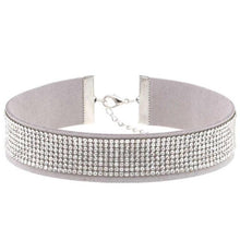 Load image into Gallery viewer, Stylish Leather Rhinestone Choker Necklace - SexyBling