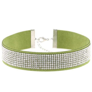 Stylish Leather Rhinestone Choker Necklace - SexyBling