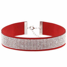 Load image into Gallery viewer, Stylish Leather Rhinestone Choker Necklace - SexyBling