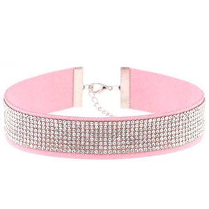 Stylish Leather Rhinestone Choker Necklace - SexyBling