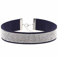 Load image into Gallery viewer, Stylish Leather Rhinestone Choker Necklace - SexyBling