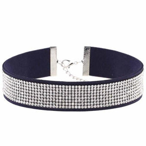 Stylish Leather Rhinestone Choker Necklace - SexyBling