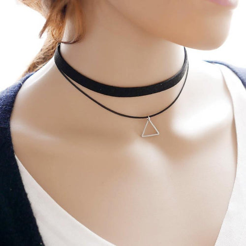Stylish Multilayered Triangle Choker Necklace - SexyBling